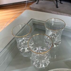 Elegant Gold Rimmed Glass Tumblers- Crown Royal Glassware ( Vintage)